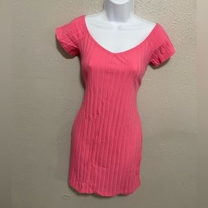 Pink ribbed dress